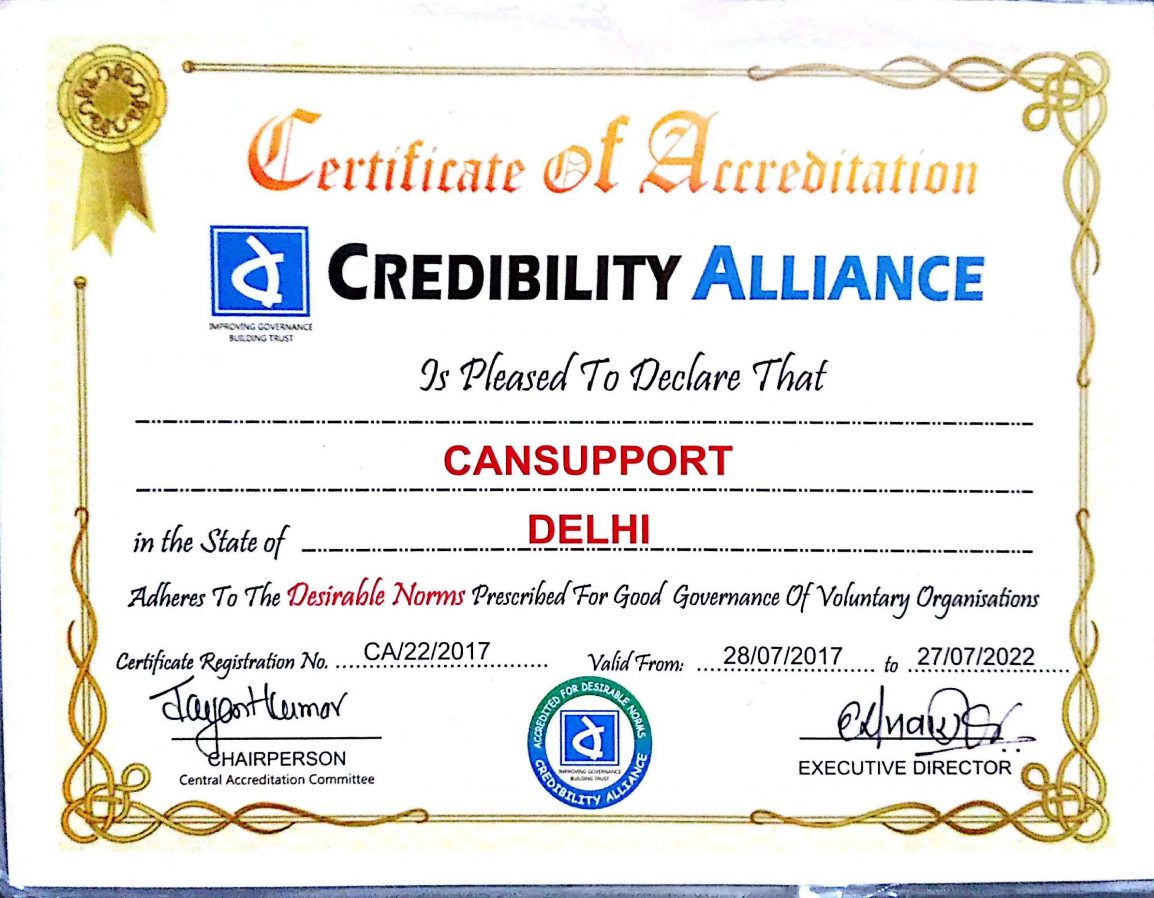 Certificate from Credibility Alliance - CanSupport